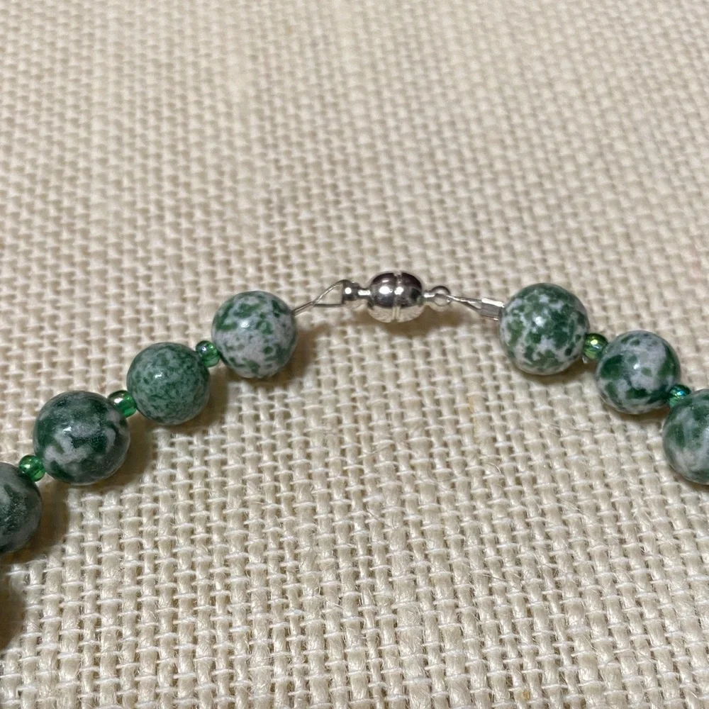 Elegant Natural Green tree agate gemstone Beaded 8” Bracelet